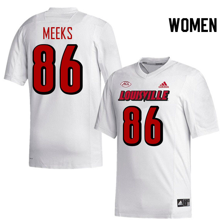 Women #86 Antonio Meeks Louisville Cardinals College Football Jerseys Stitched-White